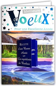 Carte meilleurs vœux excellente année livre recette du bonheur avec enveloppe
