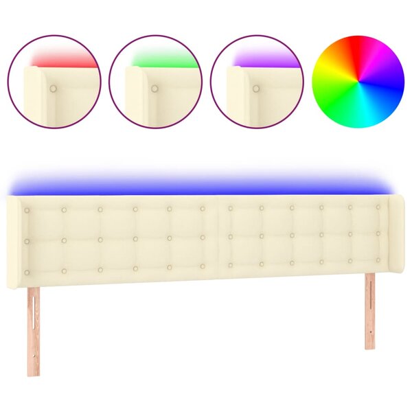vidaXL Tête de lit à LED Crème 203x16x78/88 cm Similicuir