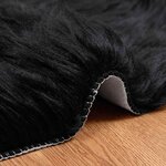 vidaXL Tapis en Peau de Mouton Synthétique Noir 60 x 90 cm Polyester