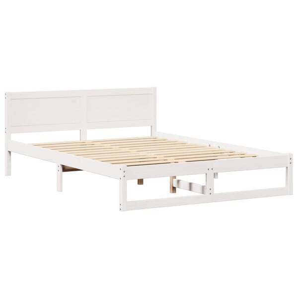 vidaXL Cadre de lit Blanc Bois de pin massif 160 x 200 cm Durable