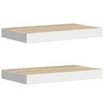 vidaXL Étagères flottantes 2 Pièces chêne et blanc 50x23x3 8 cm MDF