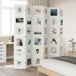 vidaXL Cloison de séparation 6 panneaux blanc bois de paulownia massif