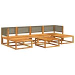 vidaXL Ensemble de canapés de jardin 7 pièces avec coussins en bois d'acacia et rotin