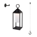 Lanterne design sans fil led santorin black noir aluminium h47cm