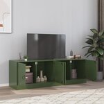 vidaXL Meubles TV 2 Pièces vert olive 67x39x44 cm acier