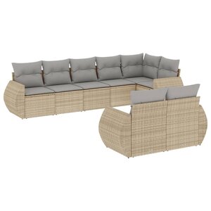 vidaXL Salon de jardin avec coussins 8 Pièces beige résine tressée