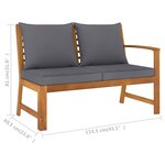 vidaXL Salon de jardin 5 Pièces avec coussin Bois d'acacia solide