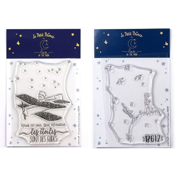 2 Tampons transparents Le Petit Prince Avion et Astéroïd