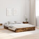 vidaXL Cadre de lit avec rangement avec tiroir Chêne fumé 160 x 200 cm