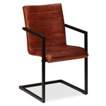 vidaXL Chaises à manger lot de 4 marron cuir véritable