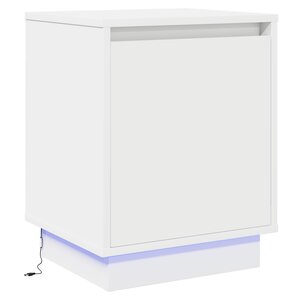 vidaXL Table de chevet avec lumières LED Blanche 39x34 5x50 cm