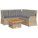 vidaXL Salon de jardin avec coussins 4 Pièces beige résine tressée