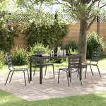 vidaXL Ensemble de salle à manger pour jardin 5 Pièces Gris foncé Acier