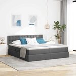 vidaXL Lit de rangement LED avec matelas Gris foncé 200 x 200 cm Tissu