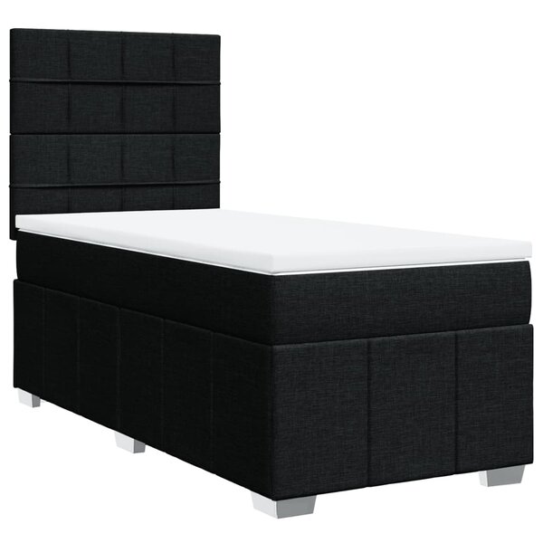 vidaXL Sommier à lattes de lit et matelas Noir 80x200 cm Tissu