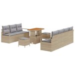 vidaXL Ensemble de canapé de jardin 10 Pièces Beige Poly rotin