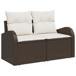 vidaXL Set de canapé de jardin 8 pièces avec coussins Marron Poly Rattan