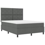 vidaXL Lit à ressorts gris foncé avec matelas et LED  140x200 cm en tissu