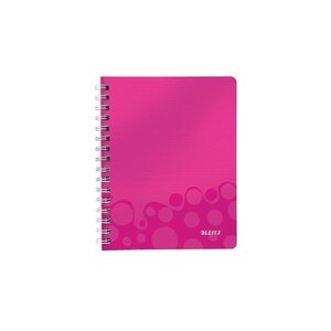 LEITZ Cahier WOW A5 - 5 x 5 - Spiralé - Couverture PP Rose métallisée