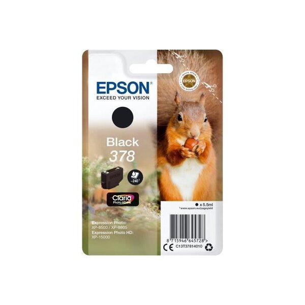 Epson cartouche jet d'encre claria photo hd 378 - noir - jet d'encre - rendement standard - 240 pages