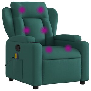 vidaXL Fauteuil inclinable de massage vert foncé tissu