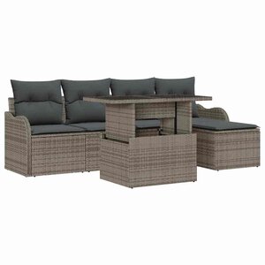 vidaXL Ensemble de canapé de jardin 6 Pièces Gris Poly Rattan