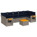 vidaXL Salon de jardin 8 Pièces avec coussins gris résine tressée