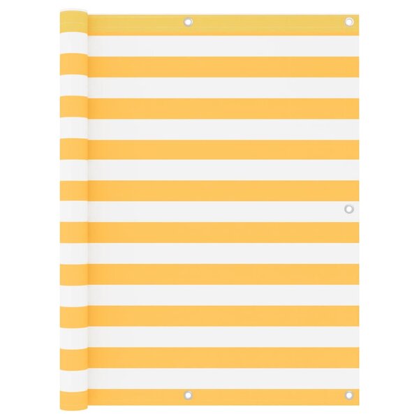 vidaXL Écran de balcon Blanc et jaune 120x500 cm Tissu Oxford