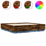 vidaXL Cadre de lit avec lumières LED chêne fumé 180x200 cm