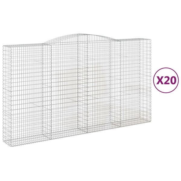 vidaXL Paniers à gabions arqués 20 Pièces 400x50x220/240 cm Fer galvanisé
