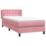 vidaXL Sommier à lattes de lit avec matelas rose 100x220 cm velours
