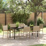 vidaXL Ensemble de Salle à Manger de Jardin 7 Pièces Beige en Poly Rattan