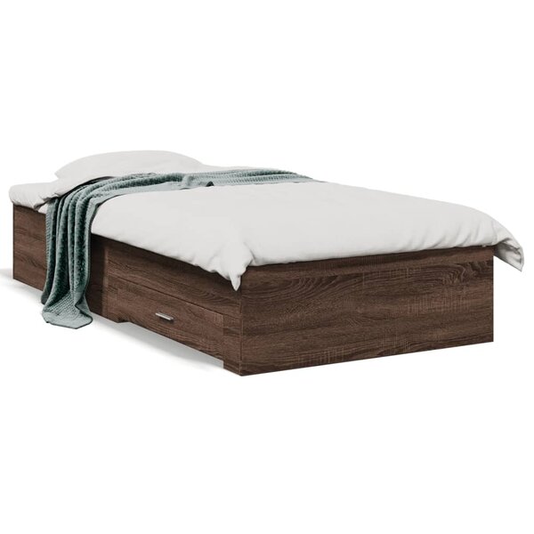vidaXL Cadre de lit avec tiroirs sans matelas chêne marron 75x190 cm