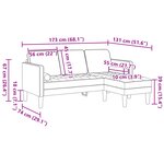Canapé d'angle 3 places vidaXL Rouge vin 160 cm Tissu