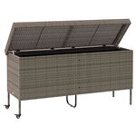 vidaXL Boîte de rangement de jardin et roues gris résine tressée