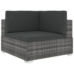 vidaXL Chaise d'angle sectionnelle avec coussins résine tressée gris
