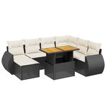 vidaXL Salon de jardin 8 Pièces avec coussins noir résine tressée