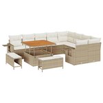 vidaXL Ensemble de canapé de jardin 12 Pièces Beige polyrotin