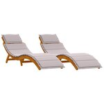 vidaXL Chaise longue 2 Pièces Taupe 184 x 55 x 64cm Bois d'acacia massif