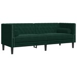 vidaXL Canapé Chesterfield avec traversins 3 places vert foncé velours