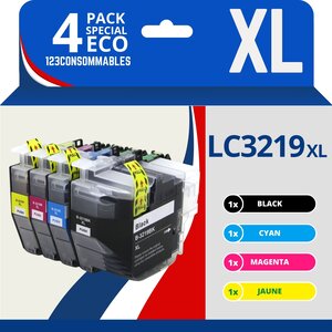 123CONSOMMABLES - LC3219XL Cartouches encre compatible avec Brother LC3219XL LC3219 LC3217 pour Brother MFC-J5330DW  J5730DW  J6930DW  J5930DW  J6530DW  J6935DW (1 Noir / 1 Cyan / 1 Magenta / 1 Jaune)