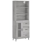 vidaXL Buffet haut Sonoma gris 69 5x34x180 cm Bois d'ingénierie