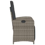 vidaXL Chaise inclinable de jardin et repose-pied gris résine tressée
