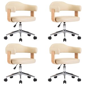 vidaXL Chaises pivotantes à manger lot de 4 crème similicuir