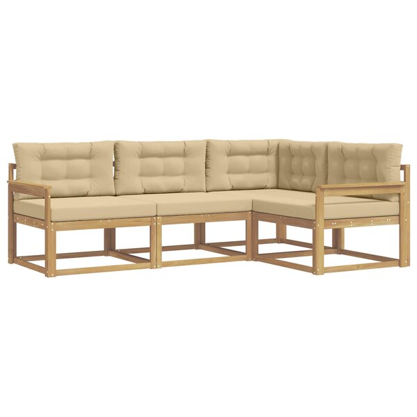 vidaXL Ensemble de canapés d'extérieur 3 pc Blanc et Beige Polyester