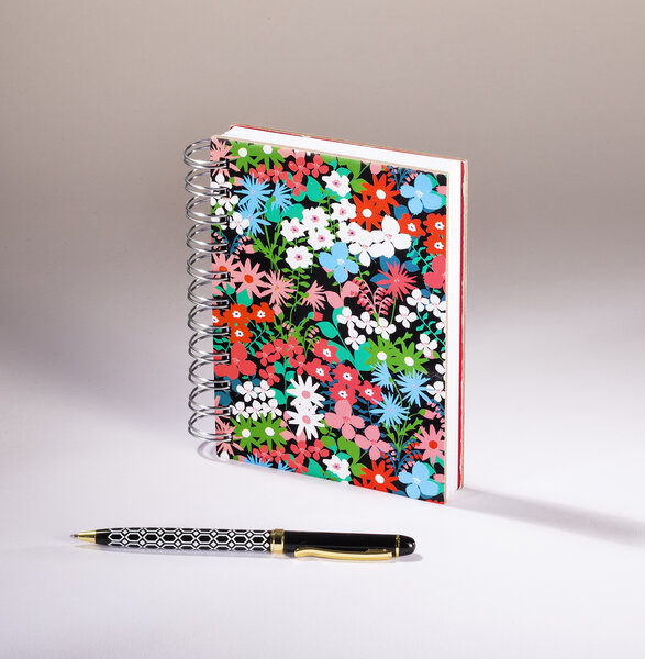 Jardin fleuri - Carnet A6 fleurs jaunes et rouges