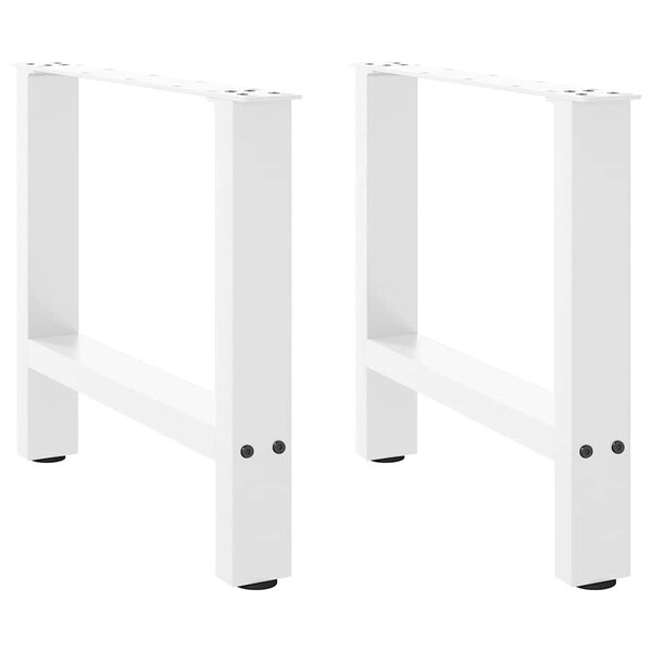 vidaXL Pieds de table basse Blanc 2 pièces 50 x (42-43) cm Acier