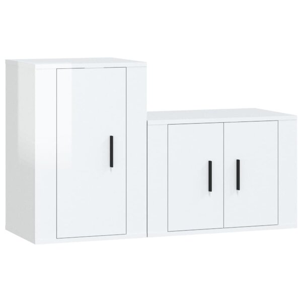 vidaXL Ensemble de meubles TV 2 Pièces blanc brillant bois d'ingénierie