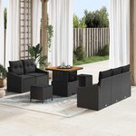 vidaXL Ensemble de canapé de jardin 8 Pièces Noir 80 x 80 x 71 cm