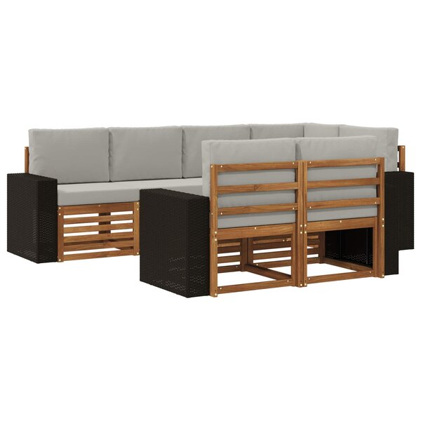vidaXL Ensemble de canapés d'extérieur 7 pc Naturel et gris clair